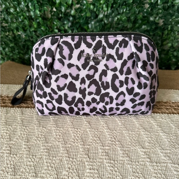kate spade Handbags - Kate Spade Purple Leopard Nylon Cosmetic Pouch NWT